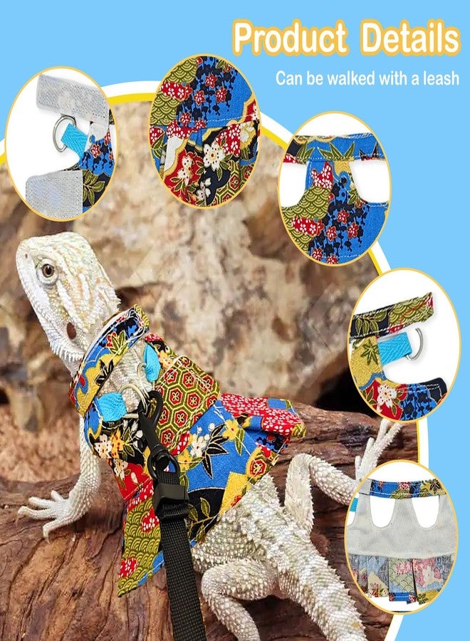 hokable Lizard Harness Dress and Leash, Adjustable Hamster Ferret Harness and Leash Set, No-Pull Walking Vest for Lizard Small Animal Gecko Chameleon (flowercolor M - Image 5
